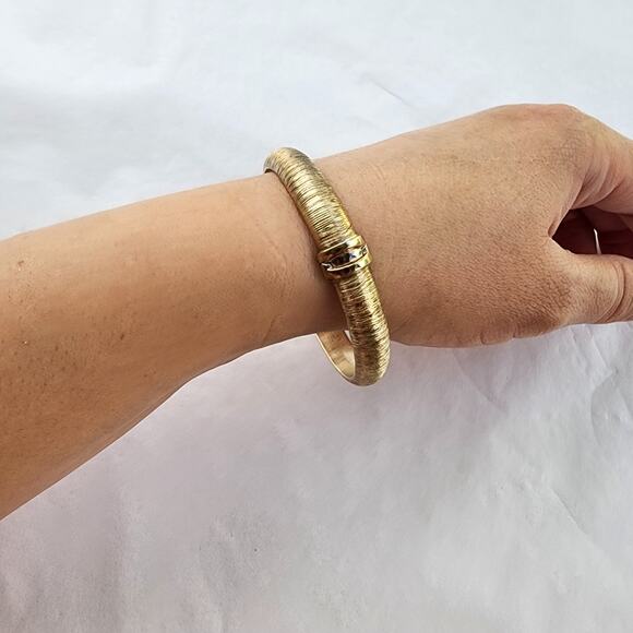 Veronese Italy Vermeil Silver 925 Brushed Hinged Scanalato Bangle Bracelet New - Picture 6 of 7